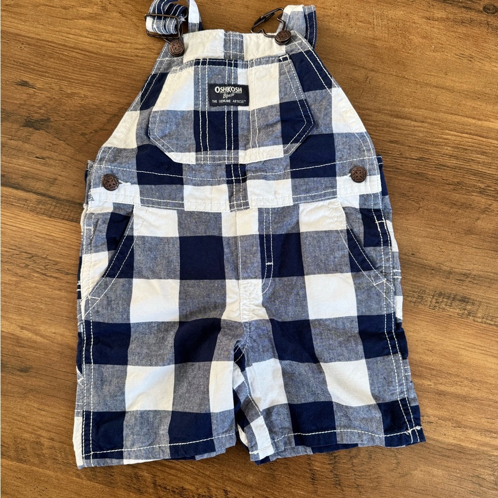 OshKosh B'gosh Blue and White Plaid Overalls